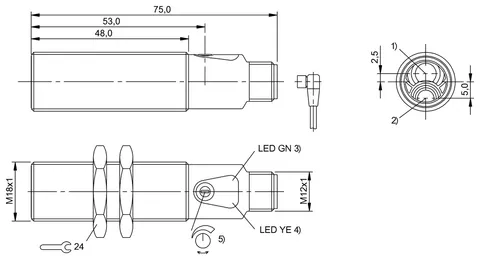 Balluff BOS01E7 Cylindrical diffuse sensors with M18 thread and different types of lig... — General Accessories
