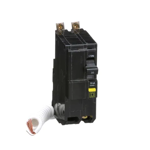 Schneider Electric QOB230GFI Mini circuit breaker, QO, 30A, 2 pole, 120/240VAC, 10kA, 6mA grd fault A, pigtail, bolt on mount — Accessori generali