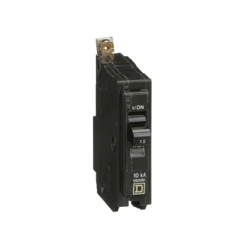 Schneider Electric QOB115 Mini circuit breaker, QO, 15A, 1 pole, 120/240VAC, 10kA, bolt on mount — General Accessories