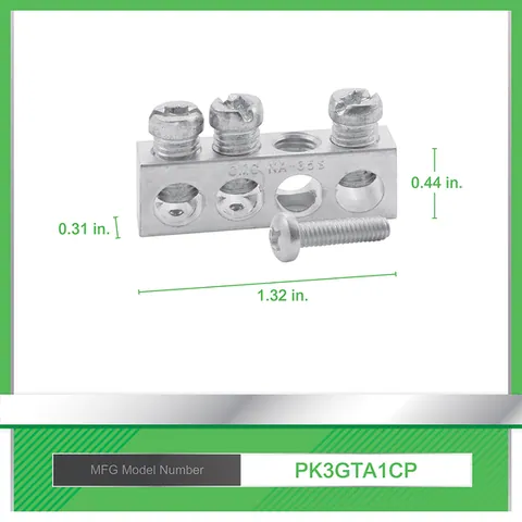 Schneider Electric PK3GTA1 Load center accessory, QO/Homeline, ground bar kit, 3 terminals — General Accessories