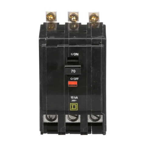 Schneider Electric QOB370 Mini circuit breaker, QO, 70A, 3 pole, 120/240VAC, 10kA, bolt on mount — Interruttori automatici e fusibili
