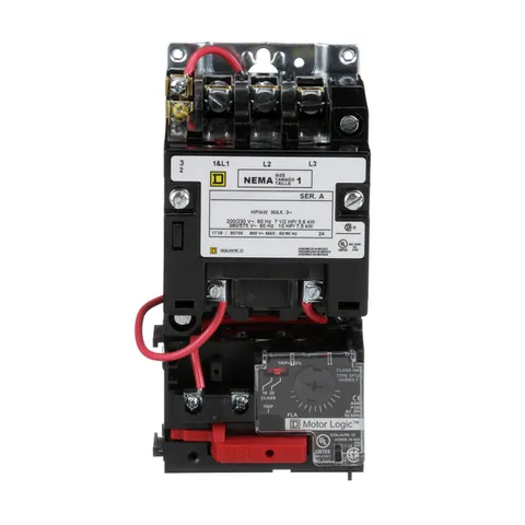 Schneider Electric 8536SCO3V02H300S NEMA motor starter, Type S, nonreversing, Size 1, 27A, 10HP at 460VAC, up to 100kA SCCR, 3 phase, 3 pole, Motor Logic, 120VAC coil, open — General Accessories