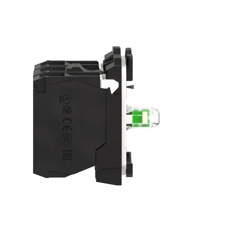 Schneider Electric ZB5AW0G15 Complete body contact assembly and light block, Harmony XB5, XB4, with body fixing collar, universal LED, 110...120V, 1NO + 1NC — General Accessories