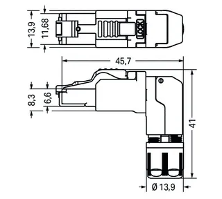Wago 750-979/000-011 Connector ETHERNET; RJ-45; Cat. 6A; angled; Code T568A; AWG 22; Strain relief — Kable i przewody przemysłowe