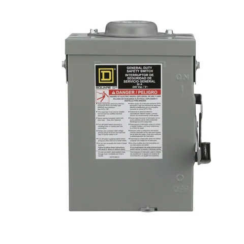 Schneider Electric DU321RB Safety switch, general duty, non fusible, 30A, 3 pole, 7.5hp, 240VAC, NEMA 3R, bolt on provision — General Accessories