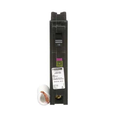 Schneider Electric HOM115DF Mini circuit breaker, Homeline, 15A, 1 pole, 120VAC, 10kA AIR, combo ARC/ground fault, plug in, UL — Accessori generali