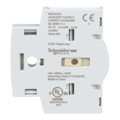 Schneider Electric MDSAN20 MD motor disconnect switch, auxiliary contact module, 2 NO — General Accessories