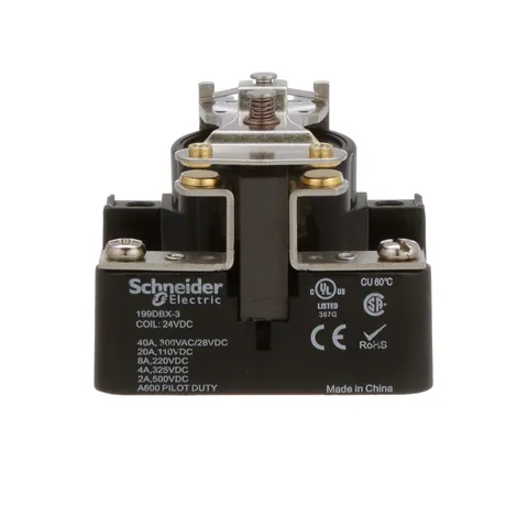 Schneider Electric 199DBX-3 Power relay, SE Relays, SPST-DM, 40A, 24 VDC, magnetic blowout — General Accessories