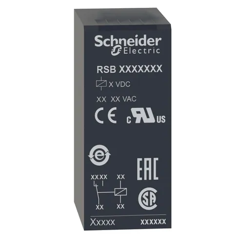 Schneider Electric RSB2A080BD interface plug-in relay, Harmony electromechanical relays, 8A, 2CO, 24V DC — Contactors & Relays