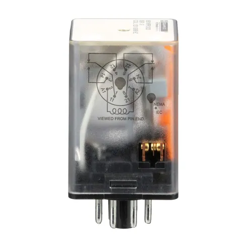 Schneider Electric 8501KPR12V20 Plug in relay, Type KP, tubular, 1 HP at 277 VAC, 10A resistive at 120 VAC, 8 pin, DPDT, 2 NO, 2 NC, 120 VAC coil — Contactors & Relays