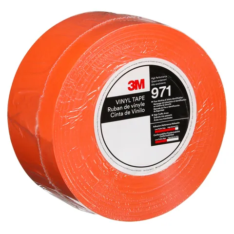 3M 7100260043 Durable Floor Marking Tape 971, Orange, 3 in x 36 yd, 17 mil, 4 Rolls/Case, Individually Wrapped Conveniently Packaged — General Accessories