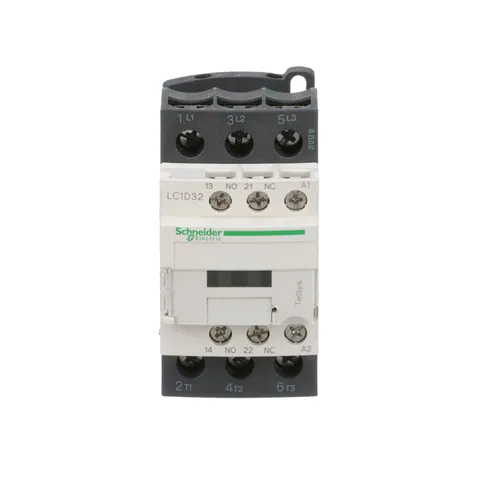 Schneider Electric LC1D32G7 IEC contactor, TeSys Deca, nonreversing, 32A, 20HP at 480VAC, up to 100kA SCCR, 3 phase, 3 NO, 120VAC 50/60Hz coil, open — Electrónica y PCB
