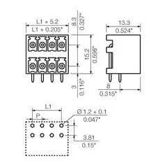Weidmuller 1040810000 PCB Plug-in Connector 3.81 mm, 6 Poles, 90°, Male Header, THT Solder — Accessori generali