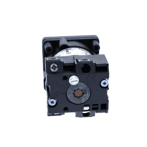 Schneider Electric K1F003MLH Cam ammeter switch, Harmony K, multifixing, plastic,3 positions, position 0, 90°,12A, 45x45mm,metallic legend,marked 0 L1 L2 L3, 35mm black handle — Switches & Modular Apparatus