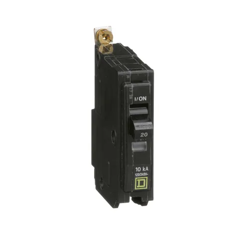 Schneider Electric QOB120 Mini circuit breaker, QO, 20A, 1 pole, 120/240VAC, 10kA, bolt on mount — Circuit Breakers & Fuses