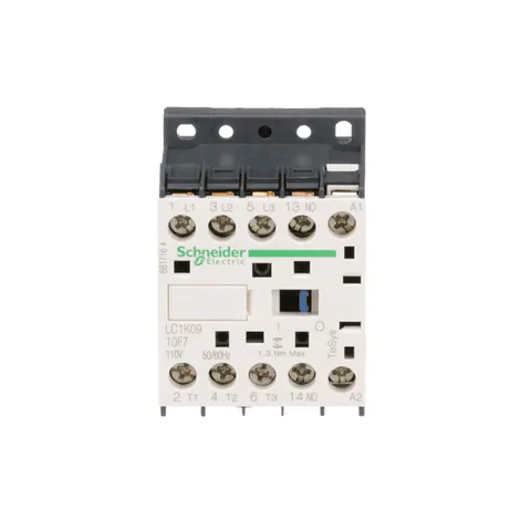Schneider Electric LC1K0910F7 Contactor, IEC, TeSys K, 9A, 3 P, 5 HP at 480VAC, nonreversing, 1 NO auxilliary contact, 110VAC 50/60 Hz coil — Elektronika i płytki PCB