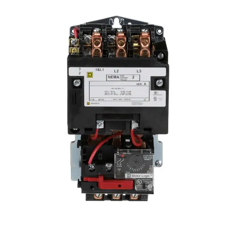 Schneider Electric 8536SDO1V02H301S NEMA motor starter, Type S, nonreversing, Size 2, 45A, 25HP at 460VAC, up to 100kA SCCR, 3 phase, 3 pole, Motor Logic, 120VAC coil, open — General Accessories