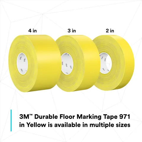 3M 7100249185 Durable Floor Marking Tape 971, Yellow, 2 in x 36 yd, 17 mil, 6 Rolls/Case, Individually Wrapped Conveniently Packaged — General Accessories