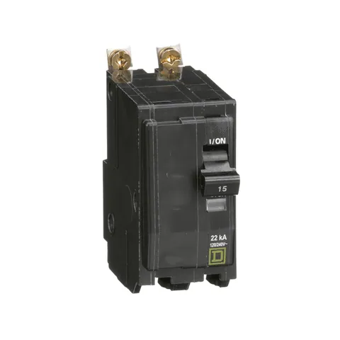 Schneider Electric QOB215VH Mini circuit breaker, QO, 15A, 2 pole, 240VAC, 22kA, bolt on mount — General Accessories