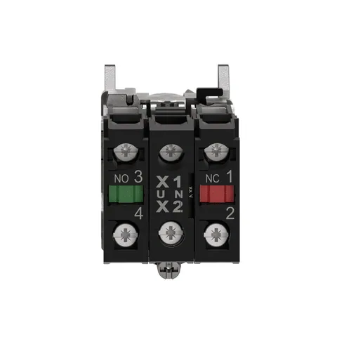 Schneider Electric XB4BK123G5 Illuminated selector switch, Harmony XB4, metal, green handle, 22mm, universal LED, 2 positions, 1NO + 1NC, 110...120V AC — Schalter & modulare Geräte