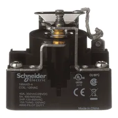 Schneider Electric 199AXD-4 Power relay, SE Relays, SPDT, 40A, 120 VAC, magnetic blowout, open type — General Accessories