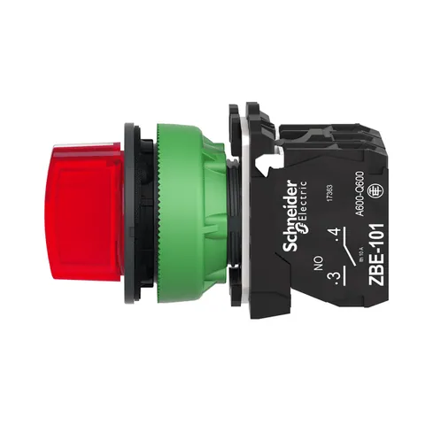 Schneider Electric XB5FK134M5 Universal LED Illuminated Selector Switch, Harmony XB5 Series, Grey Plastic, Red Handle, 30mm, 3 Positions, 1NO + 1NC, 230-240V AC — Switches & Modular Apparatus