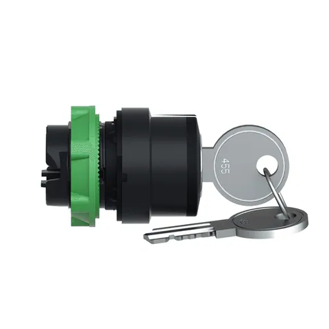 Schneider Electric ZB5AG02 Head for key switch selector, Harmony XB5, plastic, black, 22mm, key 455, 2 positions, stay put — Interruptores y aparamenta modular