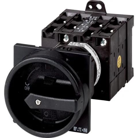 Eaton 002689 Main Switch T3, 32 A, 4 Contact Units, 6 Pole, STOP Function, Black Rotary Handle — Control & HMI