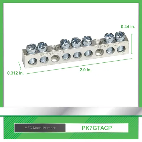 Schneider Electric PK7GTA Load center accessory, QO/Homeline, ground bar kit, 7 terminals — Circuit Breakers & Fuses