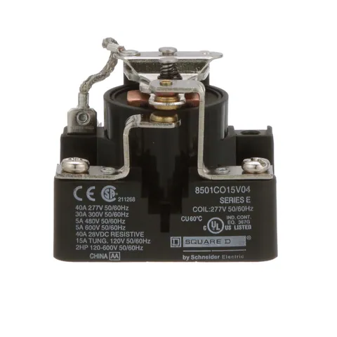 Schneider Electric 8501CO15V04 Power Relay, Type C, 2 HP, 30A resistive at 300 VAC, SPDT, 1 normally open and 1 normally closed contact, 277 VAC coil — Accesorios generales