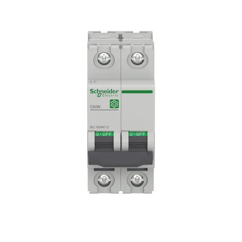 Schneider Electric M9F11263 Multi9 C60N 2P Miniature Circuit Breaker (MCB) with 63A Rating, C Curve — Interruptores automáticos y fusibles
