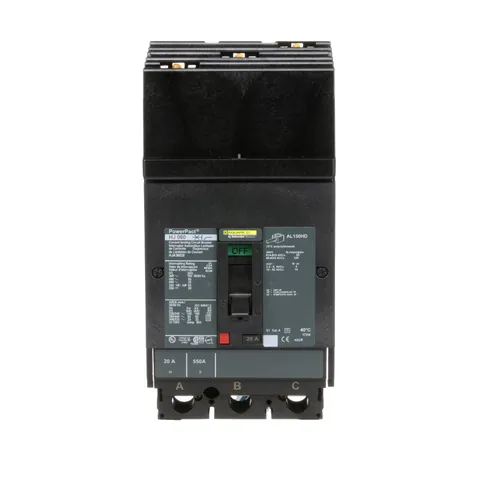 Schneider Electric HJA36020 PowerPacT H-Frame Circuit Breaker, 20A, 3 Pole, 600VAC, 25kA, I-Line, Thermal Magnetic, 80%, ABC — Accessori generali
