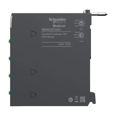 Schneider Electric BMXNOC0401 network module, Modicon M340, EtherNet/IP and Modbus/TCP, 4 x RJ45 — Rozproszone wejścia/wyjścia (I/O) i komunikacja