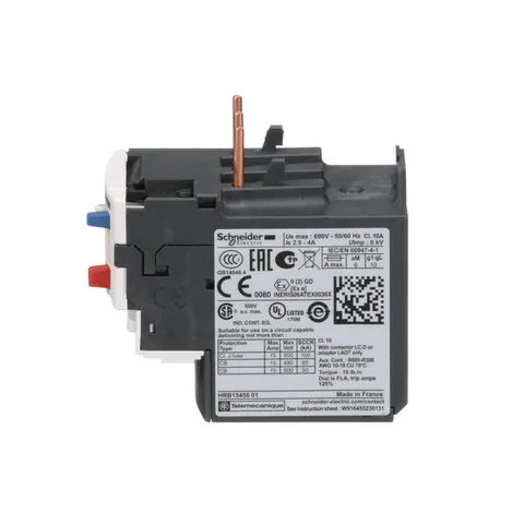 Schneider Electric LRD08 TeSys Deca, thermal overload relay, 2.5 to 4 A, class 10A — Contactors & Relays