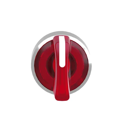 Schneider Electric ZB4BK1343 Head for illuminated selector switch, Harmony XB4, chromium metal, red handle, 22mm, universal LED, 3 positions, stay put — General Accessories