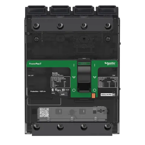 Schneider Electric BGF46080 Circuit breaker, PowerPacT B, 80A, 4 pole, 600Y/347VAC, 18kA, terminal nut, thermal magnetic, 80% — PLCs