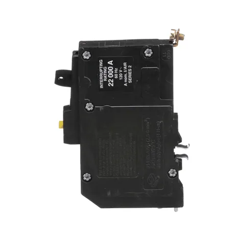 Schneider Electric QOB120VHGFI Mini circuit breaker, QO, 20A, 1 pole, 120VAC, 22kA, 6mA grd fault A, pigtail, bolt on mount — Accesorios generales