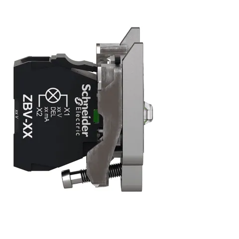 Schneider Electric ZB4BVM1 Complete body light block assembly, Harmony XB4, metal, universal LED, body fixing collar, 230...240V AC — Switches & Modular Apparatus