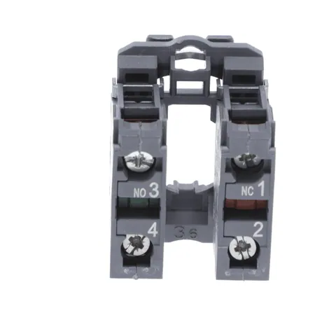 Schneider Electric ZB5AZ105 Harmony, 22mm Push Button, XB5A operators, contact block, with mounting collar, 1 NO and 1 NC, screw clamp terminal — Switches & Modular Apparatus