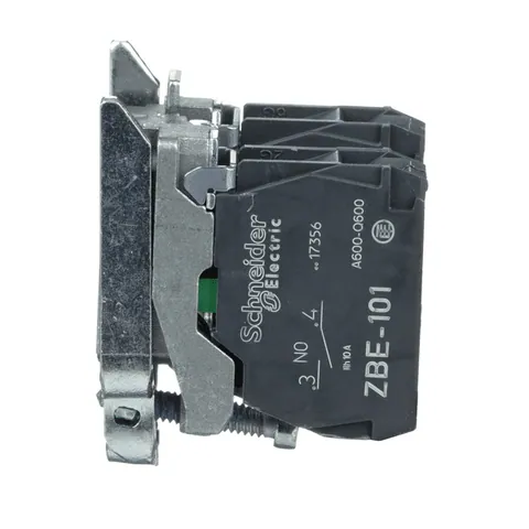 Schneider Electric ZB4BZ105 Harmony, 22mm Push Button, XB4B operators, contact block, with mounting collar, 1 NO and 1 NC, screw clamp terminal — Switches & Modular Apparatus
