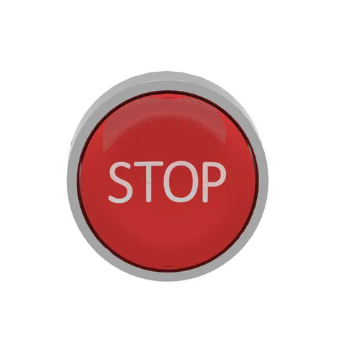 Schneider Electric ZB4BA434 Head for non illuminated push button, Harmony XB4, metal, flush, red, 22mm, spring return, marked STOP — Control e HMI
