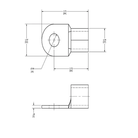 Burndy YAD36M10E38 Non-Insulated Brazed Barrel Copper Terminal — Allgemeines Zubehör