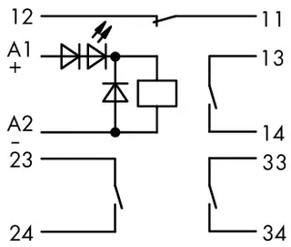 Wago 286-344/004-000 Relay module; Nominal input voltage: 24 VDC; 3 break contacts and 1 make contact; Railway; Red status indicator; Module width: 25 mm; gray — Contactors & Relays