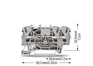 Wago 2002-1301 TOPJOB®S feedthrough terminal block; rail mount; 3-conductor; 5.2 mm wide; gray — Terminal Blocks