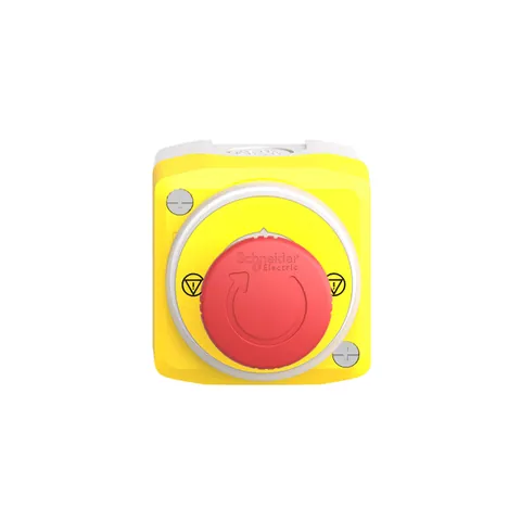 Schneider Electric XALK178W3B140G Control station, Harmony XALD, XALK, plastic, yellow lid, 1 Estop push button 40mm, turn to release, illum ring white red fixed, 1NO 2NC, 24V AC DC — Allgemeines Zubehör