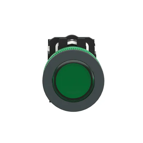Schneider Electric XB5FW33B5 Illuminated push button, Harmony XB5, antimicrobial, plastic, green, 30mm, universal LED, 1NO + 1NC, 24V AC DC — Switches & Modular Apparatus