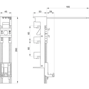 Siemens 8US1251-5DT11 device adapter S00, 25 A, for 60 mm busbar system, 45x 260 mm long, sp... — Interruptores automáticos y fusibles