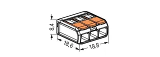 Wago 221-413 COMPACT splicing connector; 3-conductor; with operating levers; 12 AWG; transparent housing — Connectors & Plugs