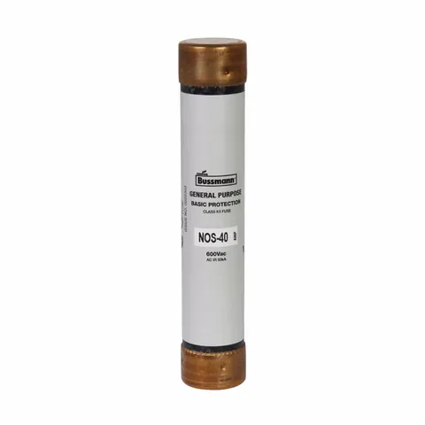 Eaton NOS-40 Bussmann series NOS fuse, Supplemental one-time fuse, Non current limiting, Light duty circuit locations, 40 A, Class K5,Class H, Non-indicating, Ferrule end x ferrule end, 50 kAIC at 600 Vac, Standard, 10, 600 V — Accesorios generales