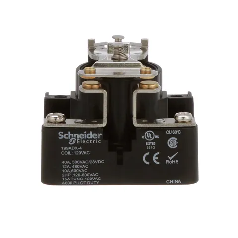 Schneider Electric 199ADX-4 Power relay, SE Relays, SPST-NO-DM, 40A, 120 VAC, open type, — General Accessories